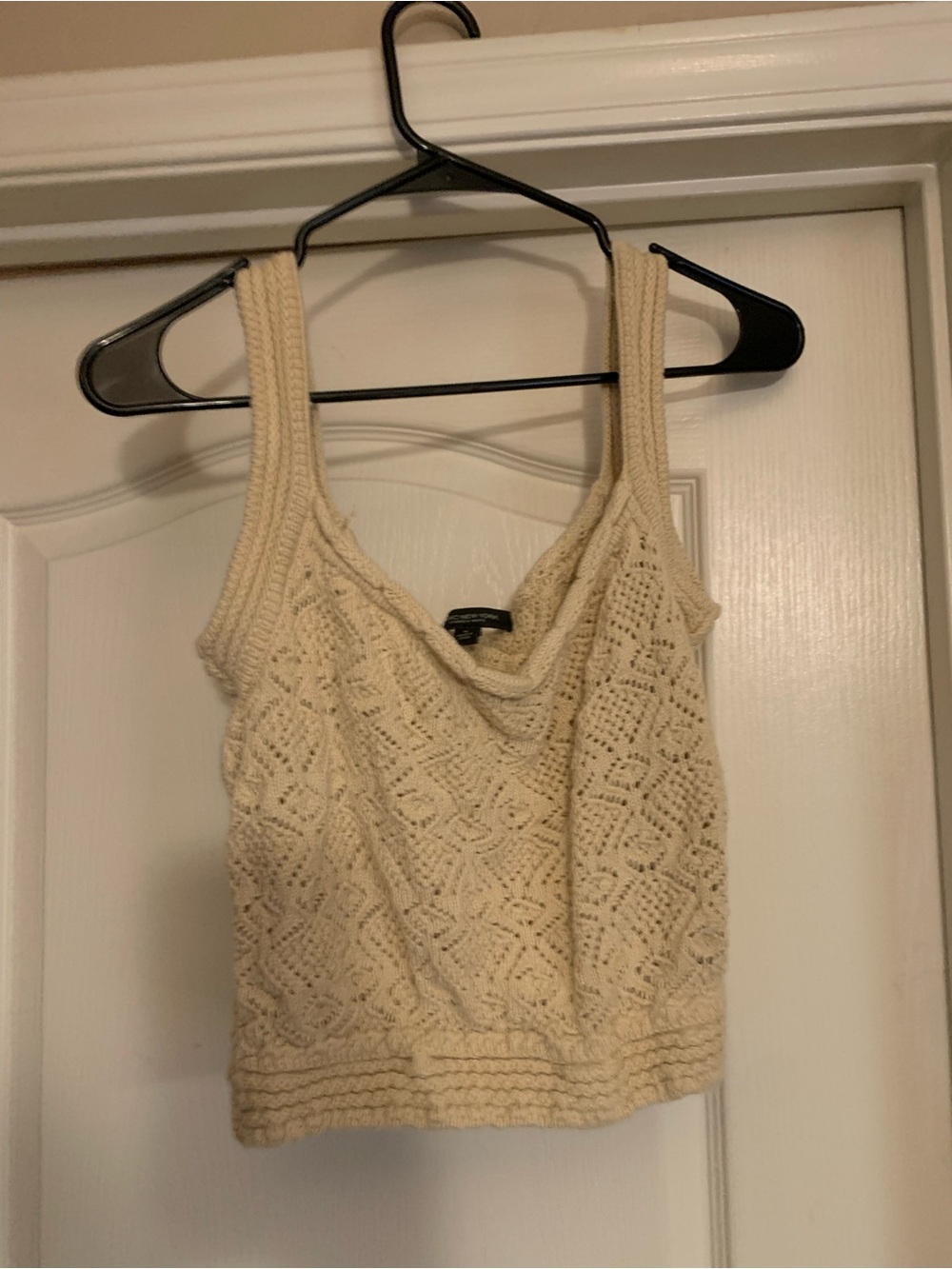 Crochet Lace Knit Tank Top - Cream